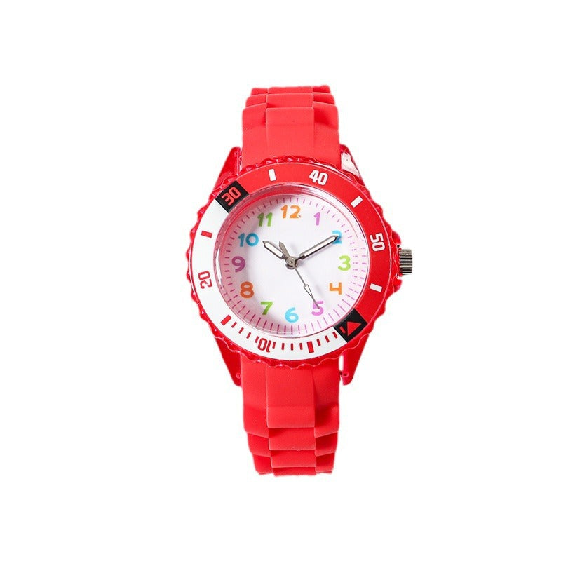 Kids Quartz Watches 50M Waterproof Analog Wristwatches Jelly Clock Students Watch Children PU Band Watch Childrens Analog Wrist Watch With Protective Design Simple Watch For Girls And Boys Stevvex