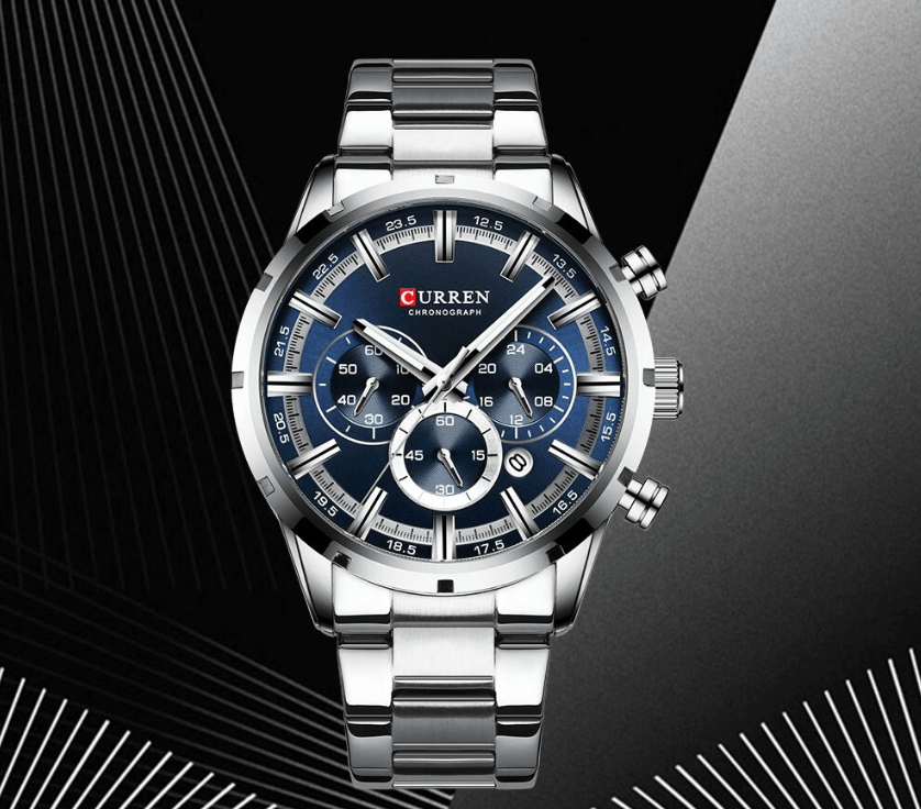 Men's Sports  Waterproof Stainless Steel Watch With Chronometers And Special Date Display Unique Design Perfect Gift Stevvex