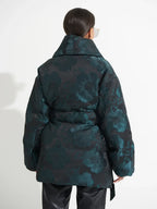 Monochrome Jacquard Down Coat in Vintage Emerald - SJB-DIAMOND ELITES