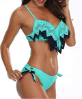Tropical Bikini  Bottom Padded Ruffled Top Push Up Bikini Swimsuit For Women Underwire Bikini Top Ruffle Padded Two Piece Bathing Suits Teen Girls Two Piece Swimsuit Women Cross Back Bathing Suit Swimwear Stevvex