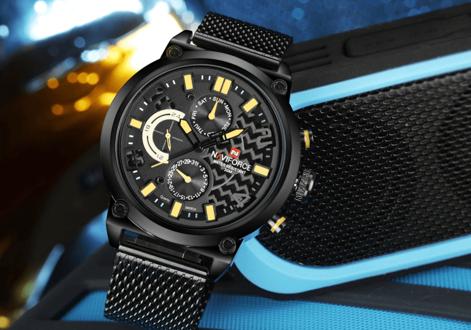 Men's Multifunction Analog Quartz Watches Waterproof Wrist Watch With Stainless Steel Mesh Band Excellent Design Perfect Gift - SJB-DIAMOND ELITES