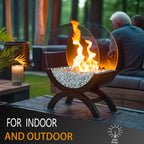 Portable Round Tabletop Fireplace 48cm H – Clean Burning Bio Ethanol, Ventless Glass Fire Bowl, Lootquake LLC
