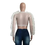 Black gothic style woven crop top women Sexy transparent club - SJB-DIAMOND ELITES