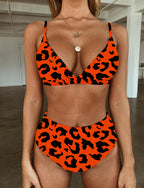 High Waist Swimwear Women Push Up Beachwear  Women High Waist Two Piece Bikini Swimsuit Halter Twist Front Bathing Suit Swimwear Solid Bathing Suit Animal Leopard Female Swimsuit Women Bikini Stevvex