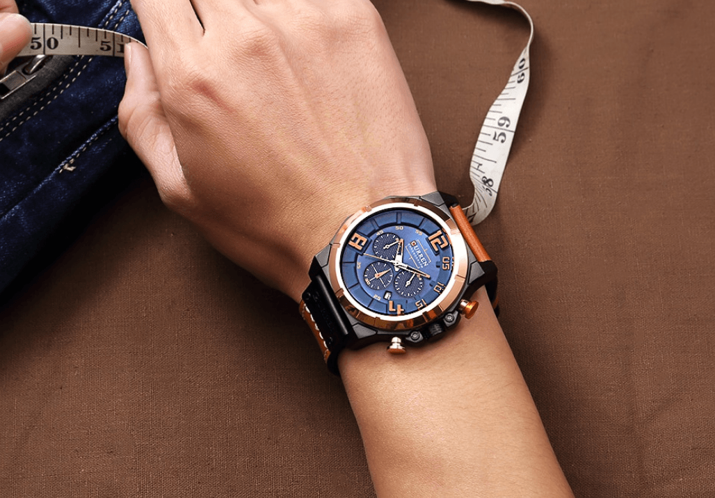 Men's Sport Waterproof Watch With Chronometers Large Numbers And Fluorescent Hands Perfect Gift For Your Man Stevvex