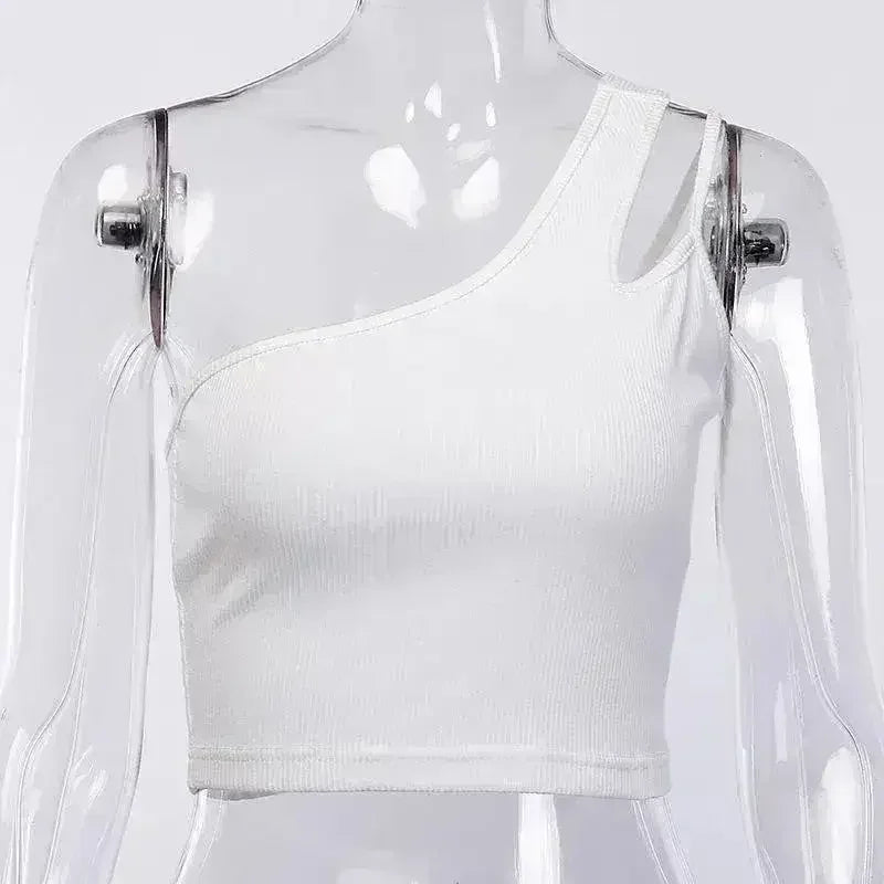 Glamaker One-Shoulder Drawstring Crop Top - Sexy Bodycon - SJB-DIAMOND ELITES