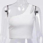 Glamaker One-Shoulder Drawstring Crop Top - Sexy Bodycon - SJB-DIAMOND ELITES