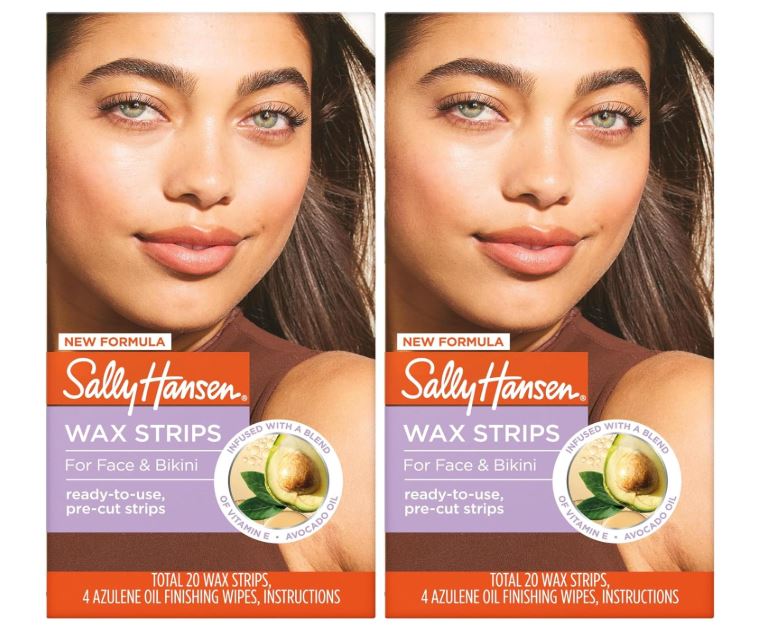 Sally Hansen Wax Kit Wax Strips For Face & Bikini 20 count (Pack of 2)
