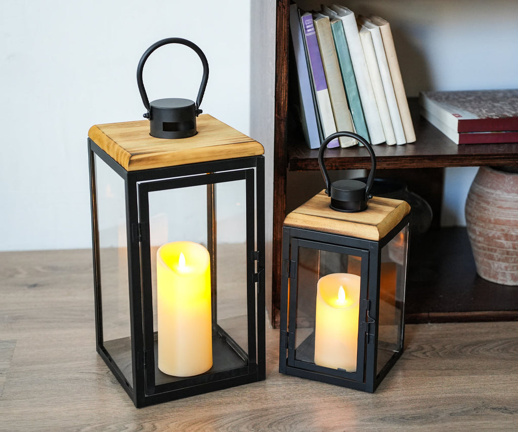 JHY 2-Piece Decorative Candle Lanterns: Farmhouse Meets Modern Style Lootquake LLC
