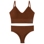Women Seamless Bra Top Fitness Swimwear Push Up Exercise Bikini For Women 2 Pieces Ribbed Seamless Yoga Bikini Sets Sports Bra And Underwear Set 2 Piece High Waist Summer Bikini Stevvex