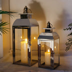 20.5"&15" High Stainless Steel Decorative Candle Lanterns ( Set of 2 ) Lootquake LLC