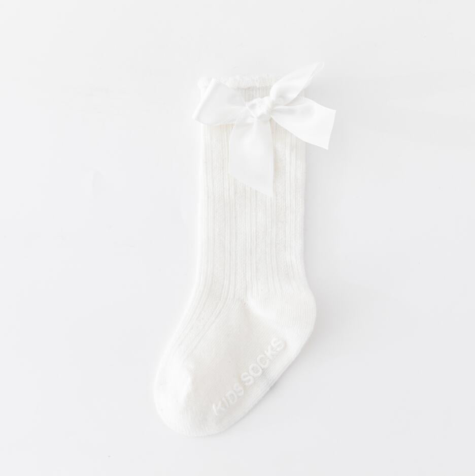 New Kids Stretchable Socks Toddlers Girls Big Bow Knee High Long Soft Cotton Lace Baby Comfortable Colorful  Socks Stevvex