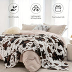 1pc Soft and Warm Cow Print Blanket - Lightweight Plush Flannel Fleece Throw for Sofa, Couch, Bed - Home Decorative Gift for All Seasons