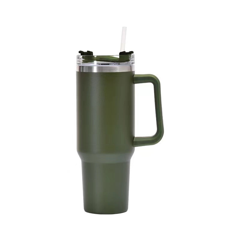 40oz Straw Coffee Insulation Cup With Handle Portable Car Stainless Steel Water Bottle LargeCapacity Travel BPA Free Thermal Mug Pi-Mart