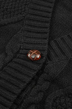 Textured Black Cardigan | Button-Front w/Pockets | Sizes S-3XL