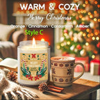 Christmas Themed Scented Candle in Glass Jar, Lavender Soy-Beeswax Blend, 3.5 oz, Hand-Poured with Single Wick, Ideal for Holiday Decor, Christmas Gifting, Festive Ambience & Home Aromatherapy - Comes with Bow Embellishment