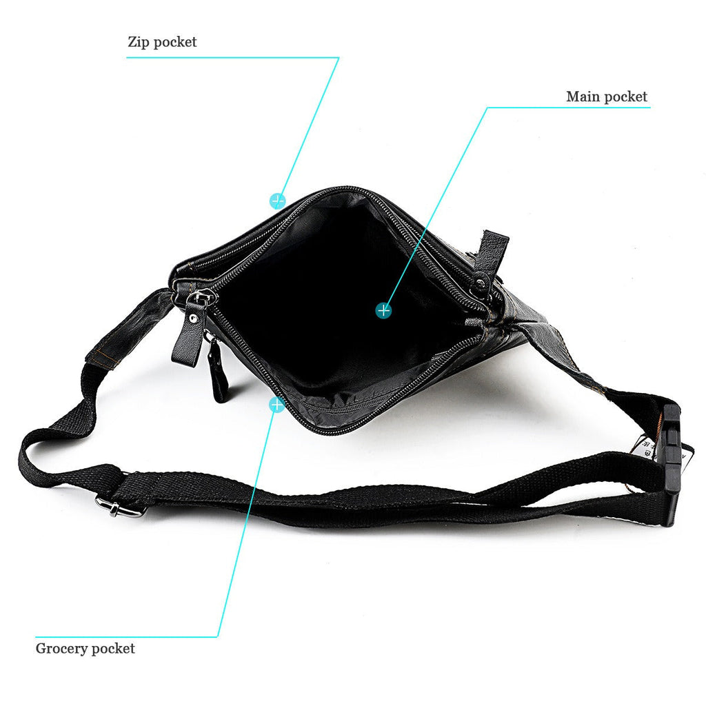 Multifunctional Genuine Leather Chest Bag & Waist Bag for Men and Women – Fanny Pack for Travel, Sports, Running, and Holidays with Multiple Pockets - SJB-DIAMOND ELITES
