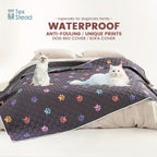 Ultimate Reversible Dog Bed Cover - Waterproof, Washable, Reusable Camping Mat with Geometric Embroidery Blanket, Rainbow Dog Paw Design, Easy to Clean and Durable for Indoor and Outdoor Use