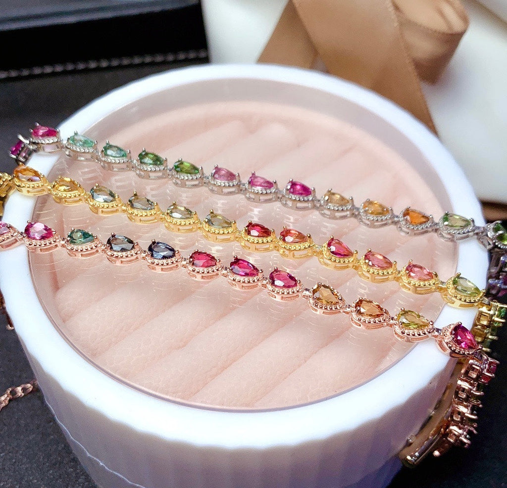 Women's Natural Candy Color Tourmaline Bracelet Pi-Mart