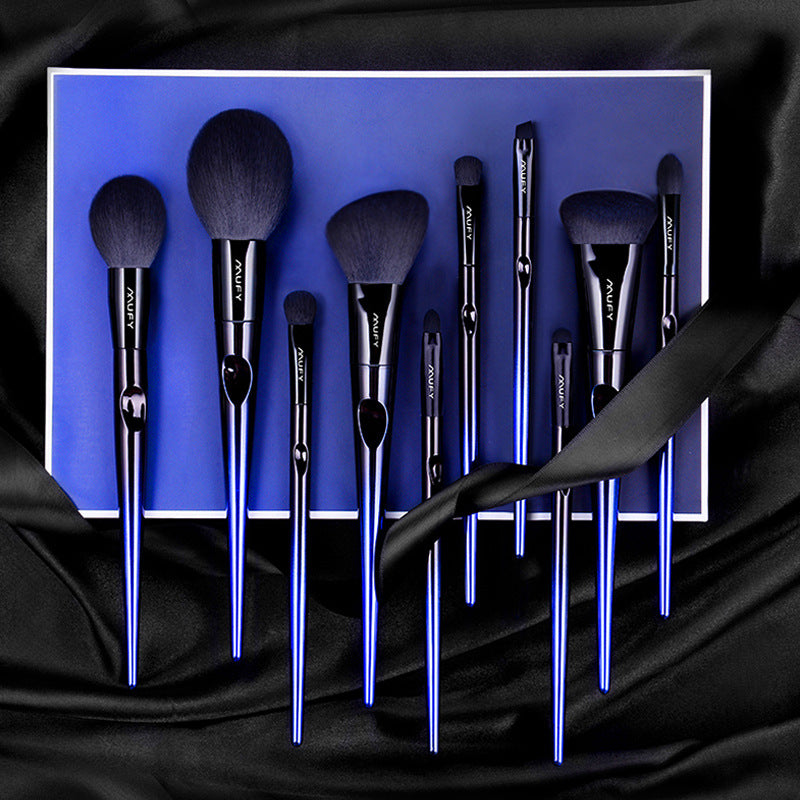 Blue 10 Makeup Brushes Set Pi-Mart