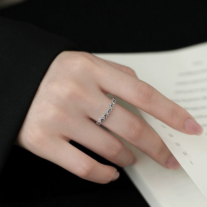 925 Loving Heart In Sterling Silver Ring Female Light Luxury High Sense Pi-Mart