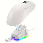 Lightweight Wireless Gaming Mouse X11 with RGB Charging Base, Tri-mode-2.4G/USB-C Wired/BT, Up to 22K DPI, PAW3311 Optical Sensor, HUYU for Switch, 5 Programmable Buttons, Suitable for PC/Mac White Lootquake LLC
