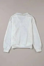 Textured Quarter Zip Long Sleeve Sweatshirt