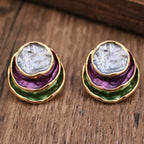 Ins Three-colored Painting Round Earrings Fashion Elegant Versatile Geometric Earrings For Women Jewelry Pi-Mart