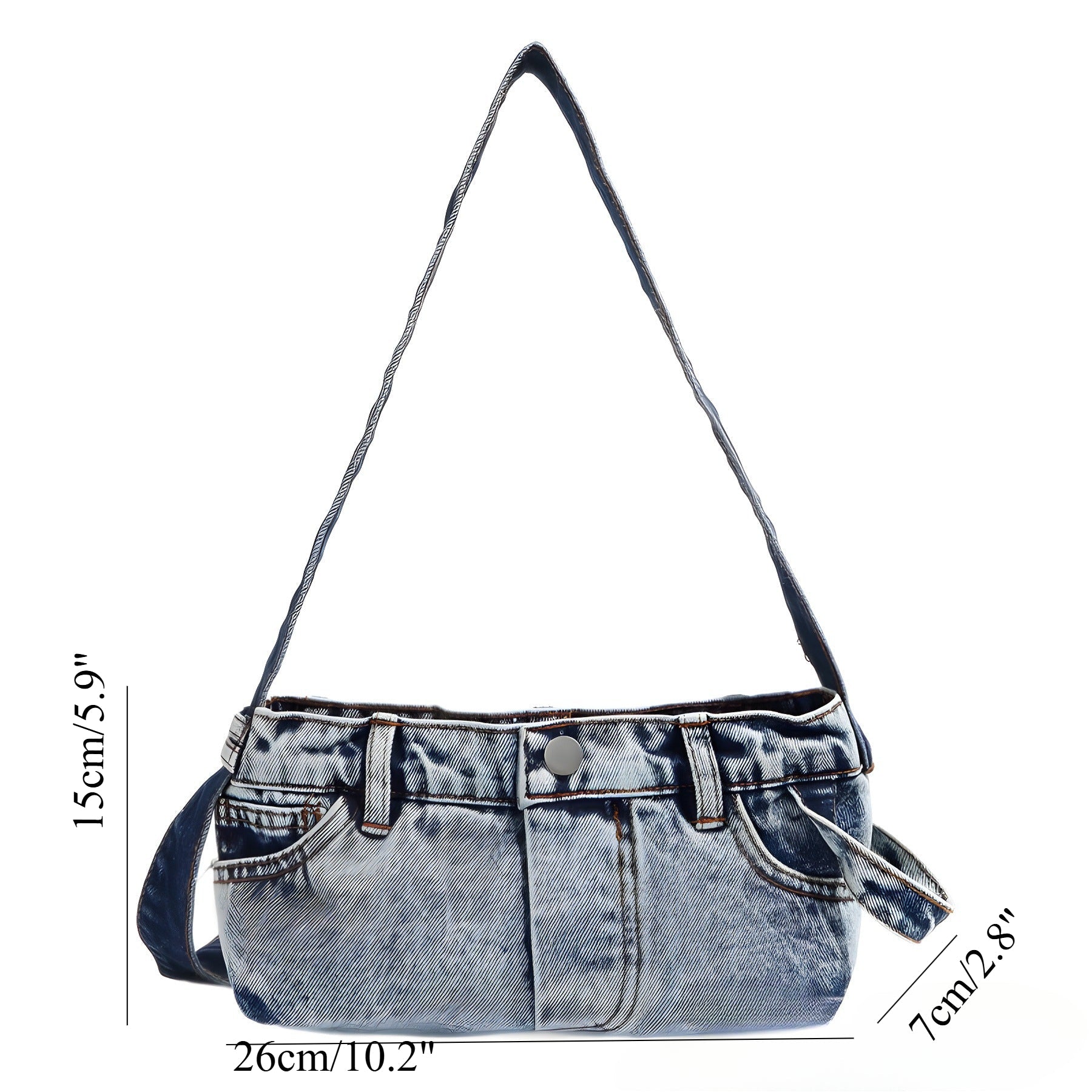Small shoulder purse denim women's retro summer shoulder bag blue patchwork shoulder hobo handbag - SJB-DIAMOND ELITES