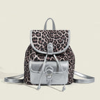 Retro contrasting leopard print backpack, women's autumn and winter design commuter versatile backpack - SJB-DIAMOND ELITES