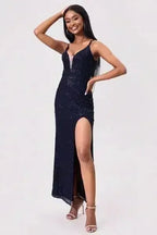 Split Sequin Backless Maxi Cami Dress