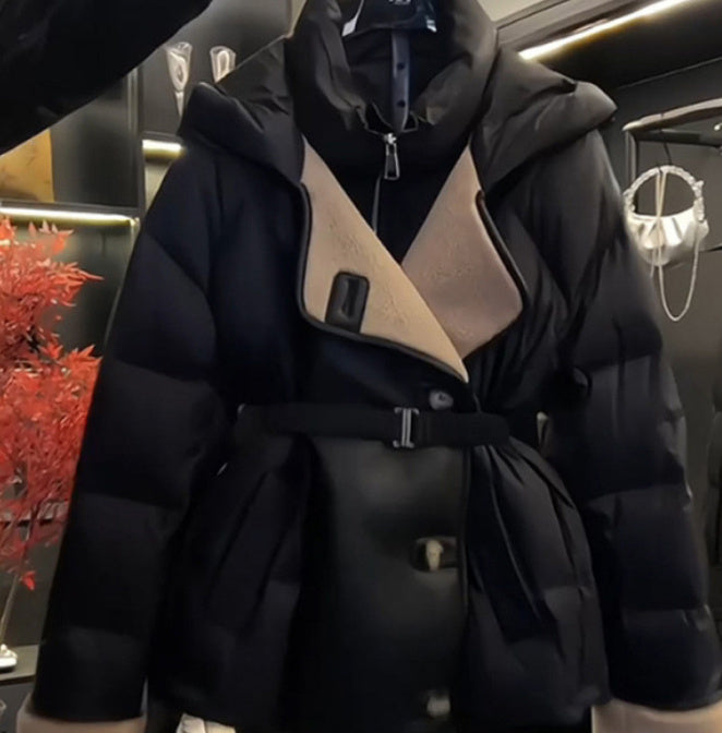Women's Fashion Black Pure Cotton Coat Pi-Mart