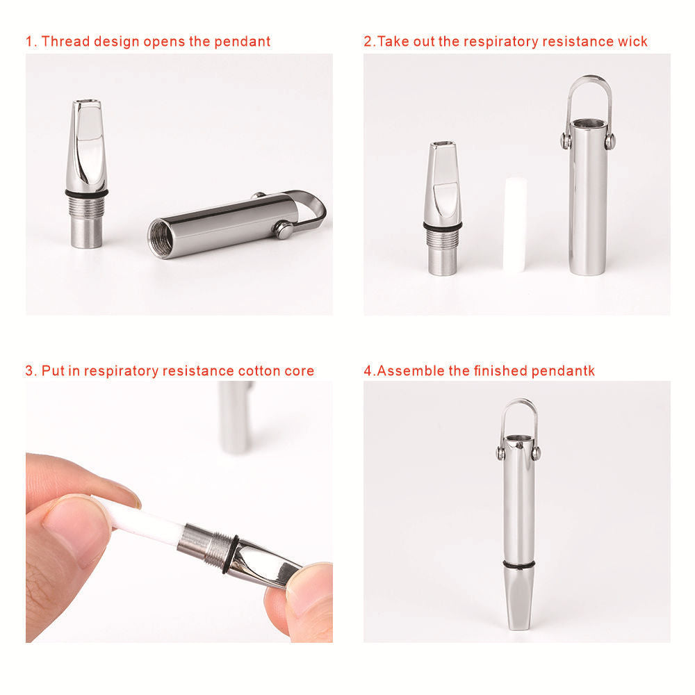 Breathing Resistance Whistle Necklace Round Tube Built-in Cotton Core Pi-Mart