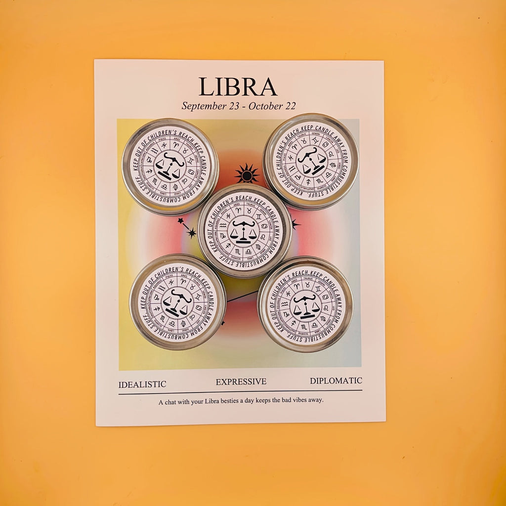 Handcrafted Libra Zodiac Scented Candle with Dried Flowers & Blue Wind Chime Fragrance - Ideal for Meditation, Yoga & Tarot - Perfect Gift for Christmas, Halloween, Easter & New Year -