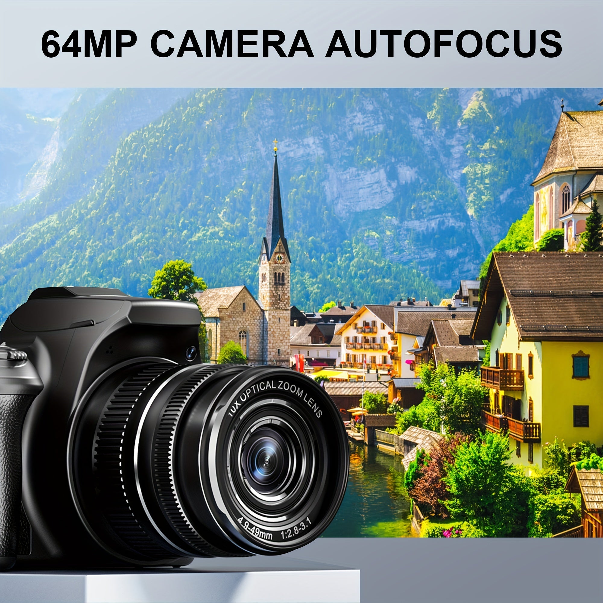 KOMERY W2 Digital Camera, Featuring A 64MP Camera with 10x Optical Zoom And Autofocus, Suitable for Photography And Video, Ideal for YouTube 4K Video Blogging, Comes with Flash, WiFi Connectivity, 64GB SD Card, 2 Rechargeable Lootquake LLC