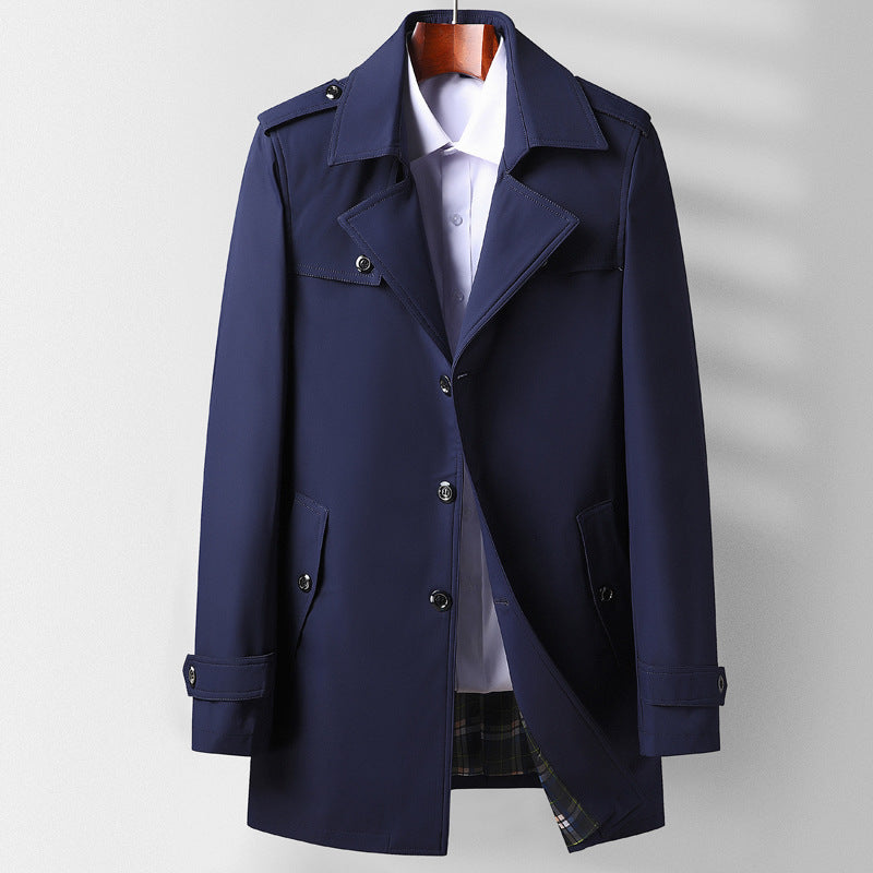 Mid-length Lapel Casual Fashionable Versatile Trench Coat For Young And Middle-aged Pi-Mart