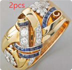 Retro Hollow Ring European And American Exaggerated Flower-shaped Zircon Pi-Mart