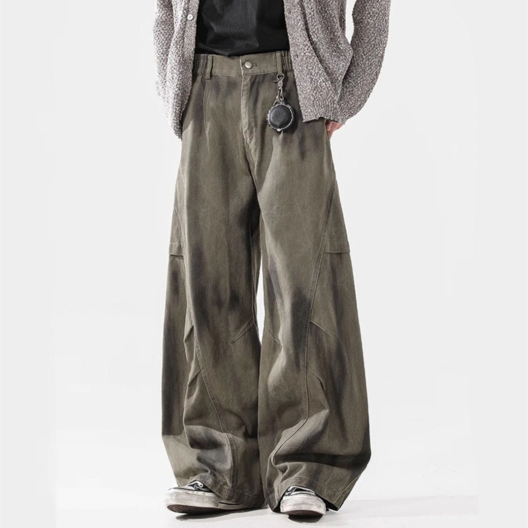 Loose Street Pleated Dirty Dyed Cargo Jeans Lootquake LLC