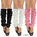 3 Pairs Of Ribbed-knitting Leg Warmer, Fashionable Winter Thermal JK Streetwear Casual Long Leg Warmer Socks For Women And Girls Lootquake LLC