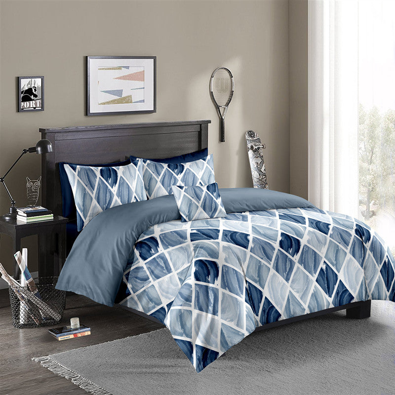 Diamond Check Quilt Cover Bed Set Pi-Mart