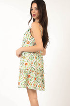 Floral Back Smocked Ruffled Mini Dress – Vibrant Floral Dress, Smocked Mini Dress, Ruffled Dress with Back Detailing, Playful Summer Dress, Feminine Mini Dress, Flirty Ruffled Dress, Boho Floral Dress
