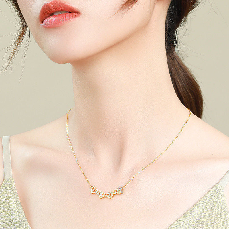 Retro Magnetic Folding Heart Shaped Four Leaf Clover Pendant Necklace Women Love Clavicle Chain Gifts Openable Choker Jewelry Pi-Mart
