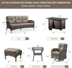 Outdoor Patio Furniture Set With 43In Fire Pit Table Brown Lootquake LLC