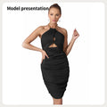Women's Halter Sleeveless Solid Color Dress - SJB-DIAMOND ELITES
