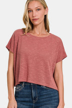 Zenana Round Neck Short Sleeve T-Shirt Lootquake LLC