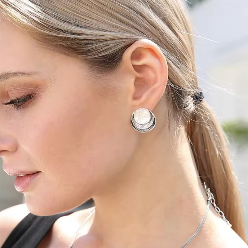 Ins Three-colored Painting Round Earrings Fashion Elegant Versatile Geometric Earrings For Women Jewelry Pi-Mart