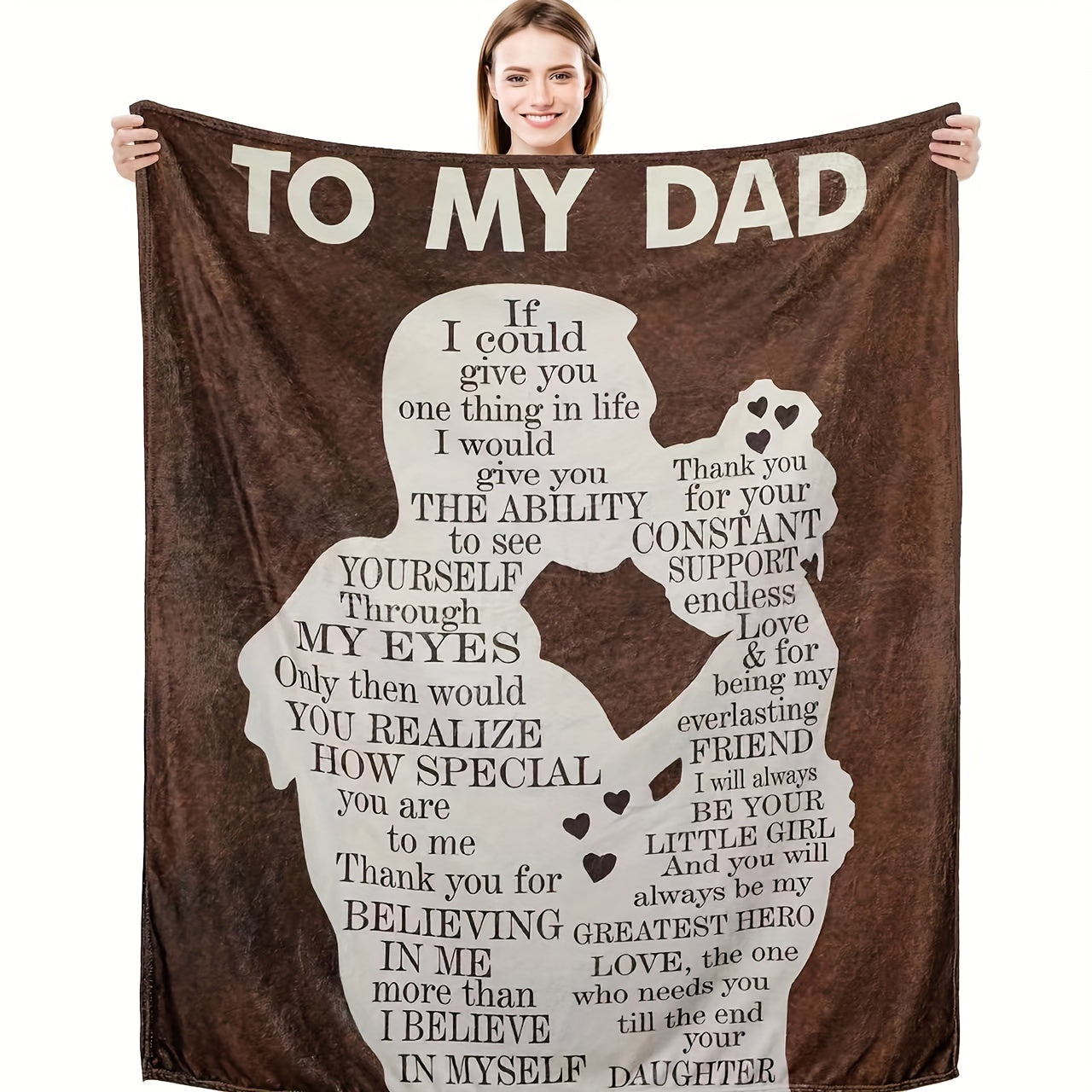 NEWLIGHTURE 1pc Gifts Blanket For Dad From Daughter, Ideal Gifts For Dad, Flannel Throw Blanket, Air Conditioning Blanket Nap Blanket For All Seasons Lootquake LLC