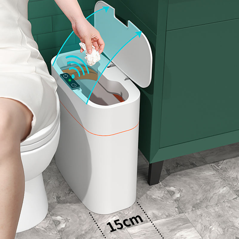 Smart Trash Can With Lid For Bedroom And Living Room Kitchen Storage Box Trash Can Induction Small Car Box Automatic Smart Dustbin Smart Trash Bin Pi-Mart