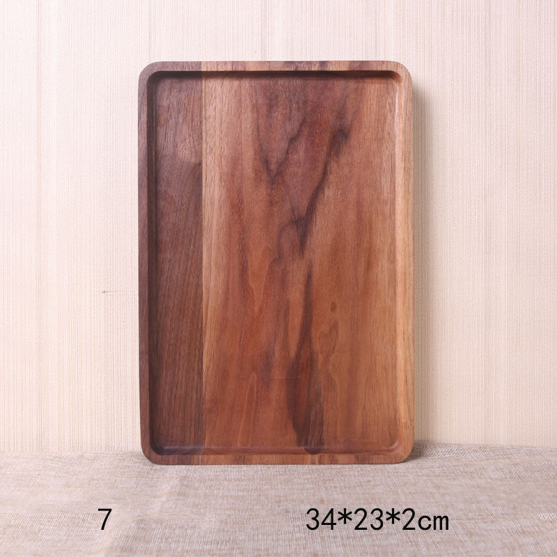 Japanese Style Wooden Black Walnut Rectangular Dinner Plate Pi-Mart