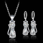 Cute Kitty Zircon Pendant Alloy Plated Silver Accessories Necklace Pi-Mart